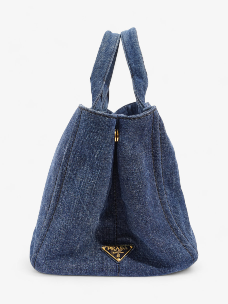 Prada Canapa Handbag Blue Denim Image 5