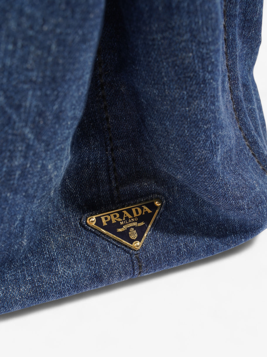 Prada Canapa Handbag Blue Denim Image 6