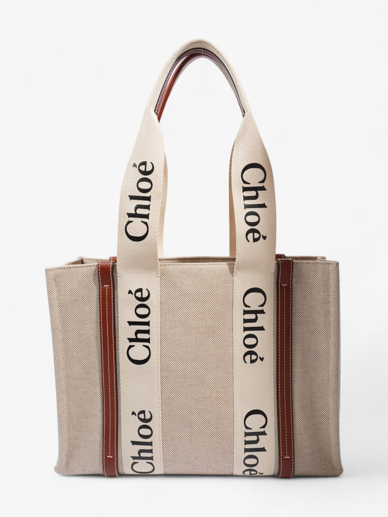  Chloe Woody Tote Beige / Brown Cotton Medium