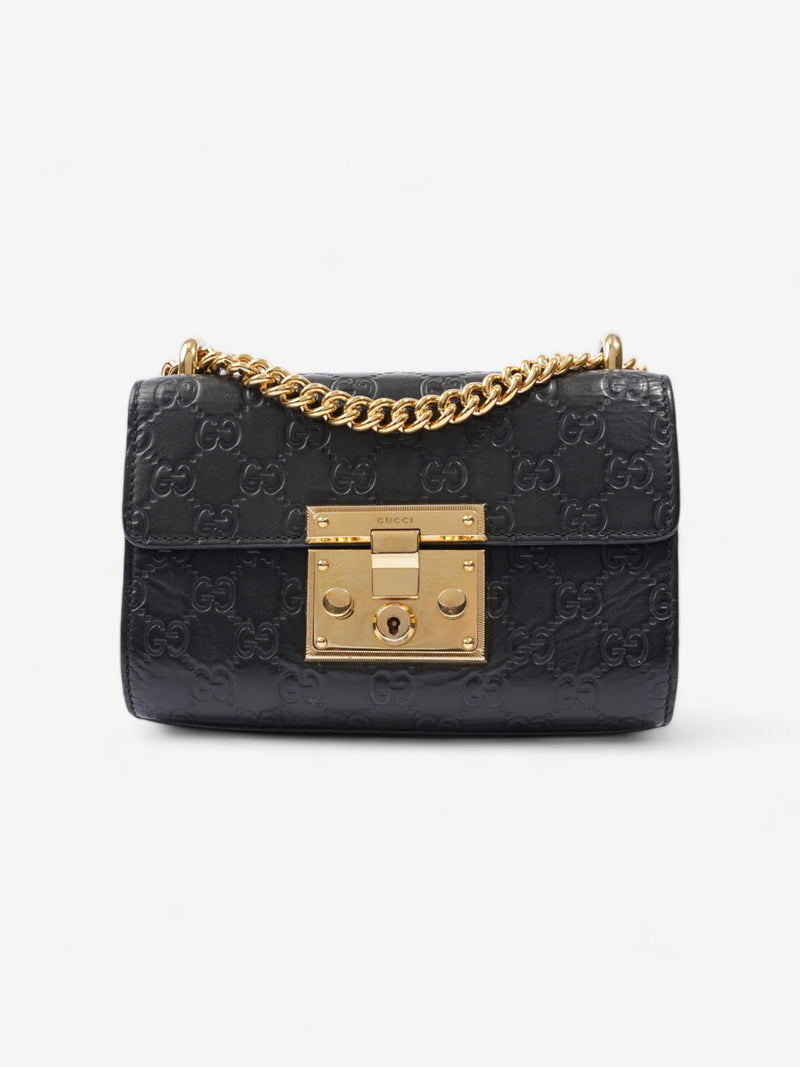  Gucci Padlock GG Black Leather Small