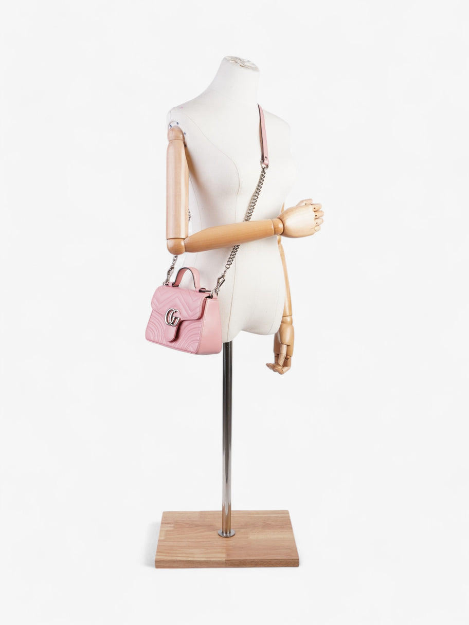 Gucci GG Marmont Top Handle Bag Pink Matelasse Leather Mini Image 2