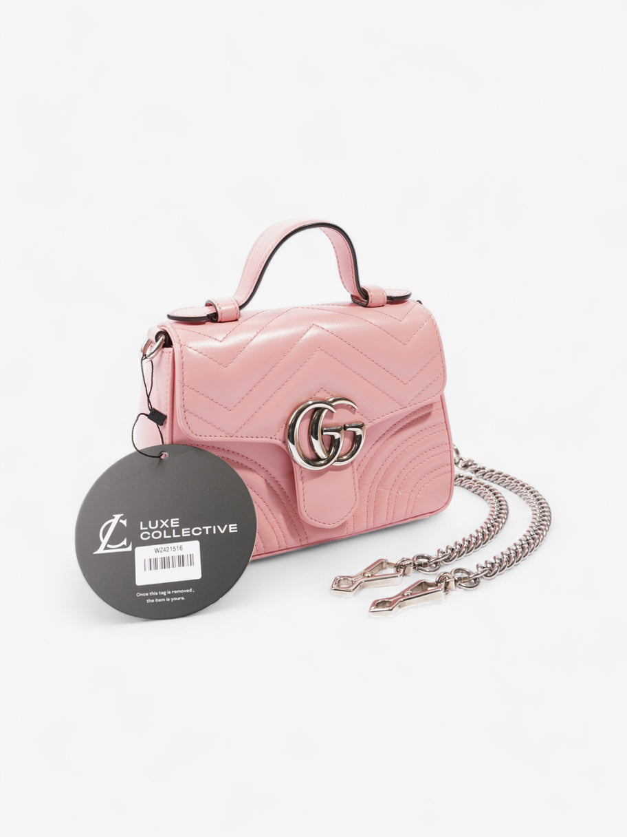 Gucci GG Marmont Top Handle Bag Pink Matelasse Leather Mini Image 10