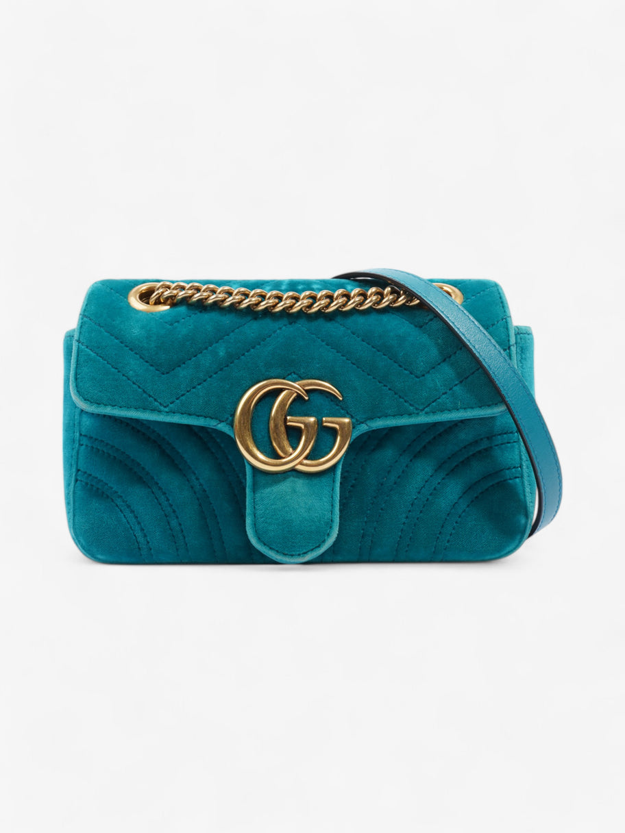 Gucci GG Marmont Turquoise  Velvet Mini Image 1