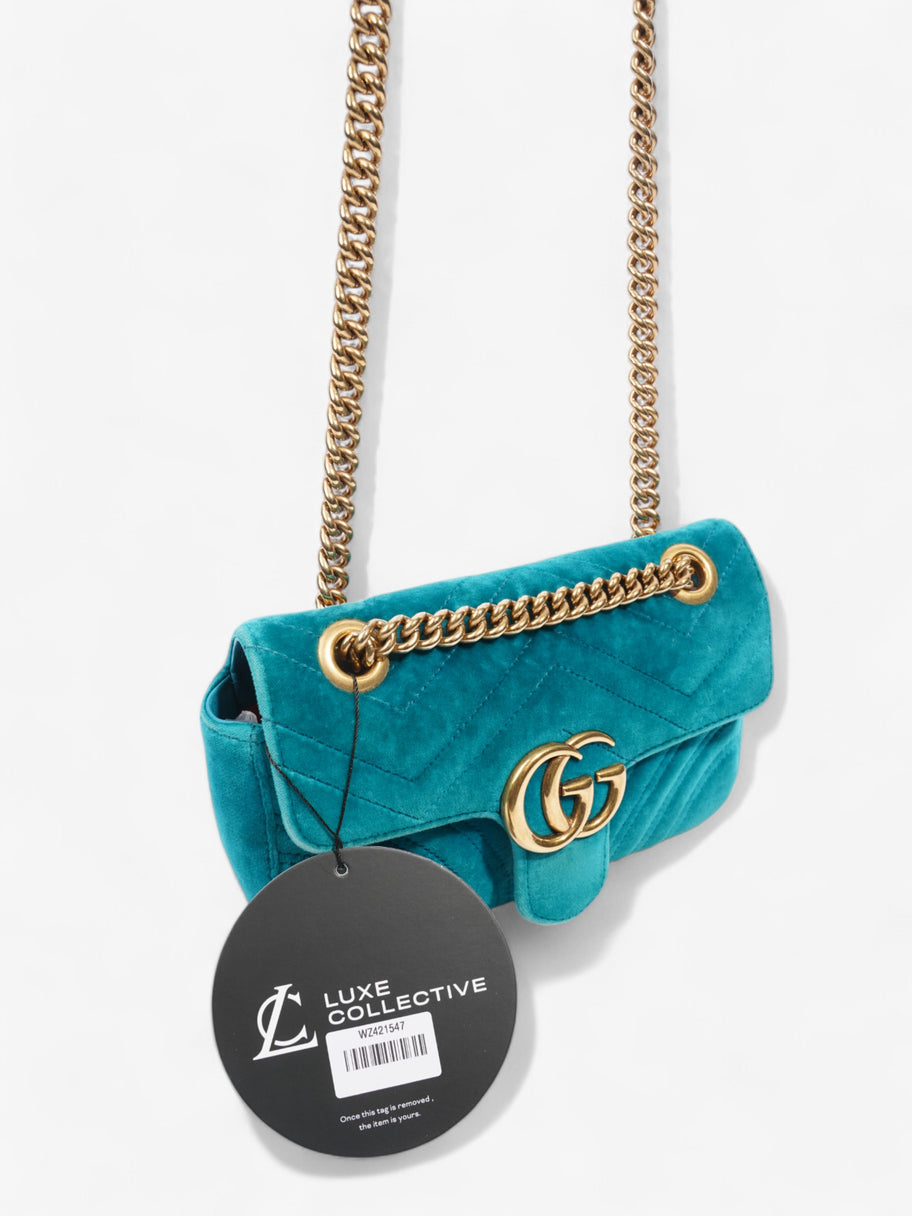 Gucci GG Marmont Turquoise  Velvet Mini Image 9