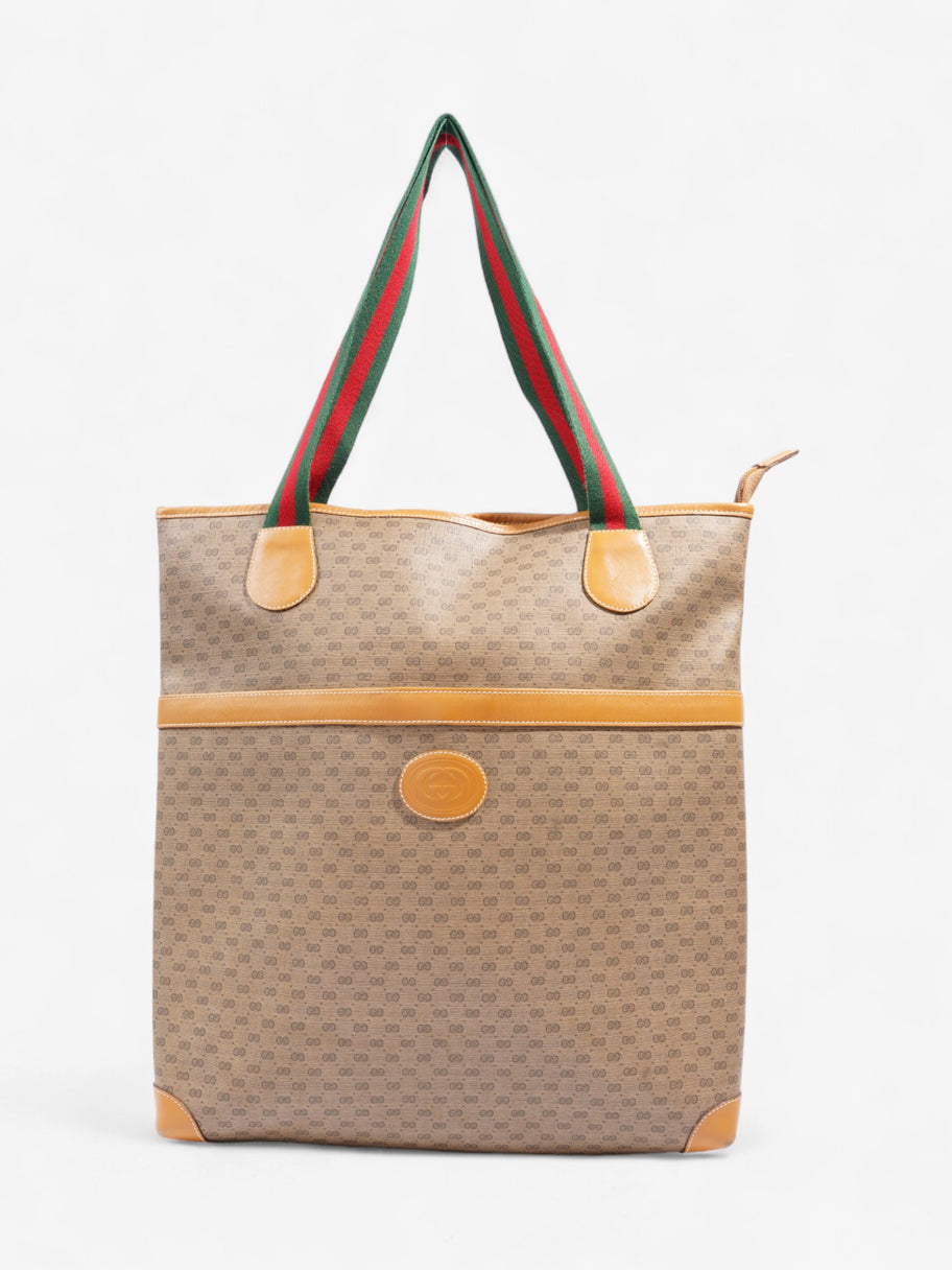 Gucci Vintage Supreme Tote Light Brown / Green And Red Web Coated Canvas Image 1