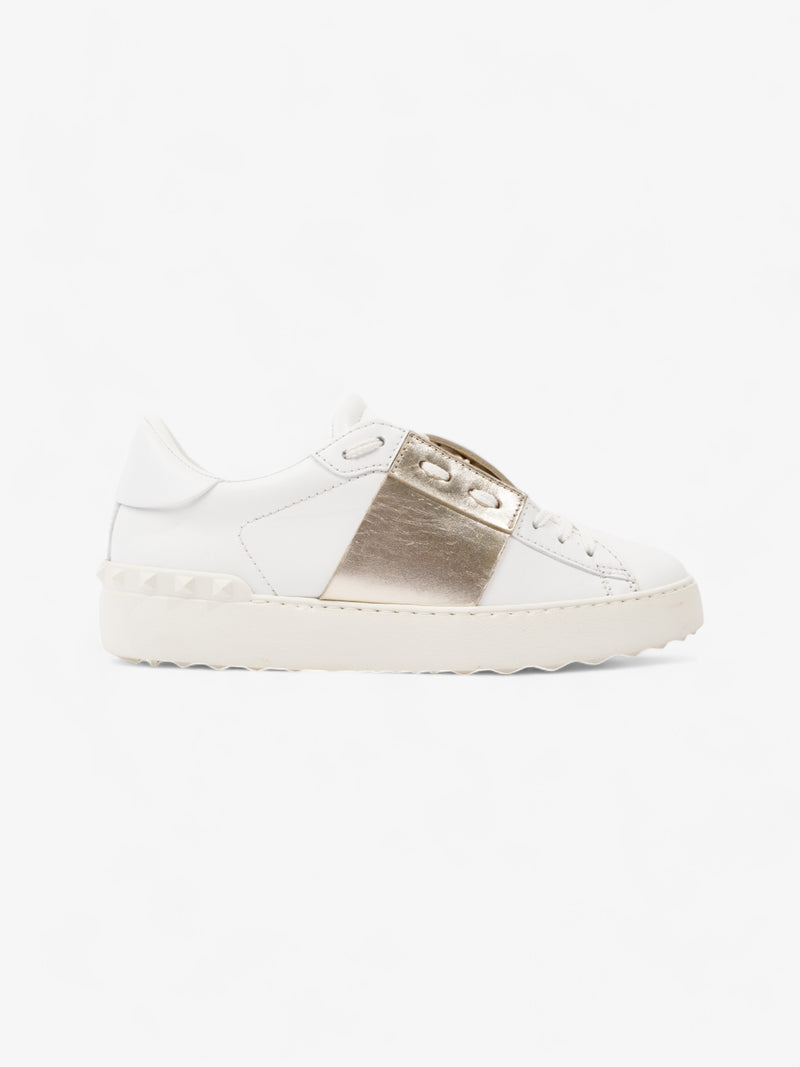  Valentino Rockstud Low Top Sneakers White / Gold Leather EU 37.5 UK 4.5