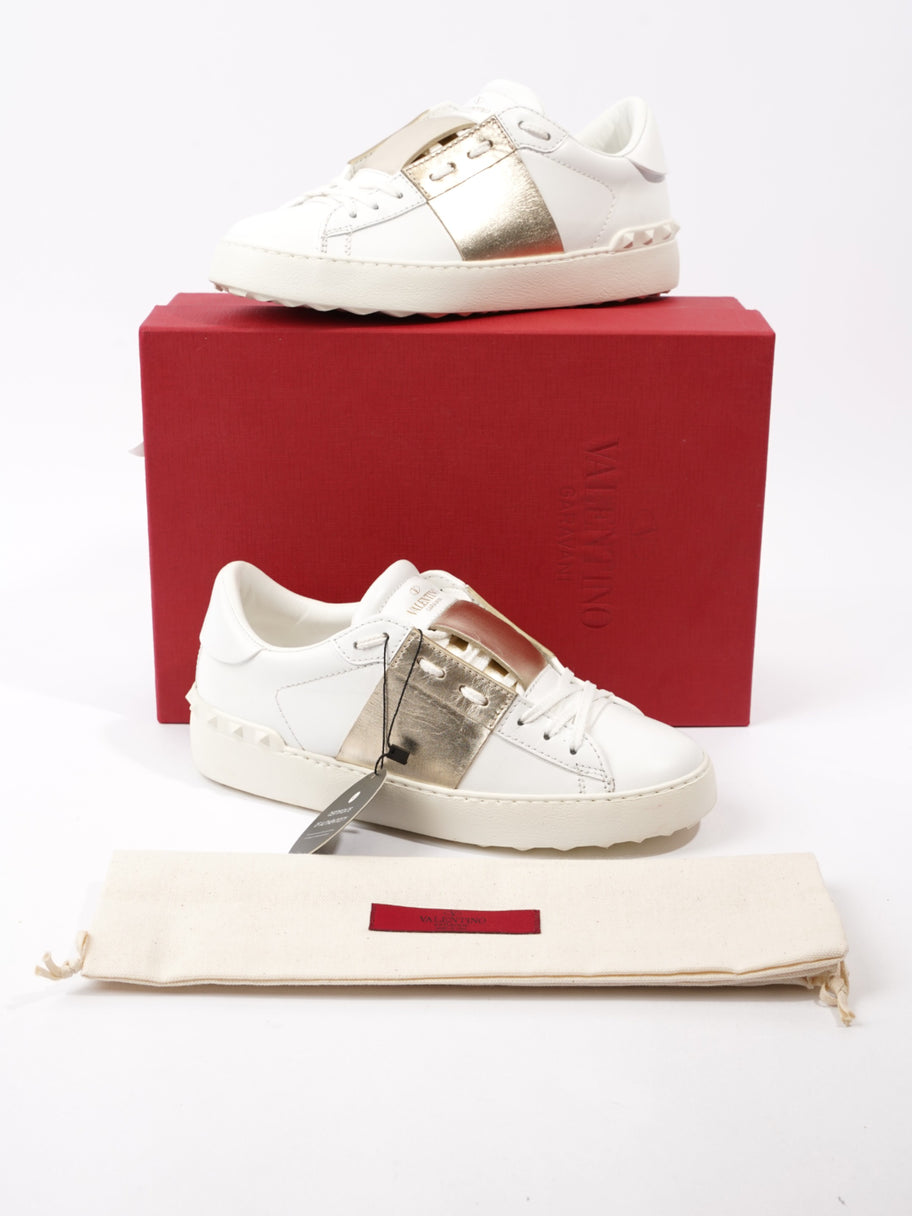 Valentino Rockstud Low Top Sneakers White / Gold Leather EU 37.5 UK 4.5 Image 10