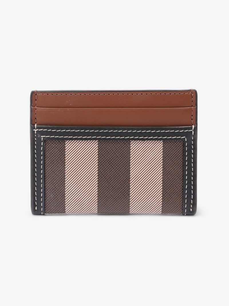  Check and Two Tone Card Holder Dark Birch Brown Calfskin Leather