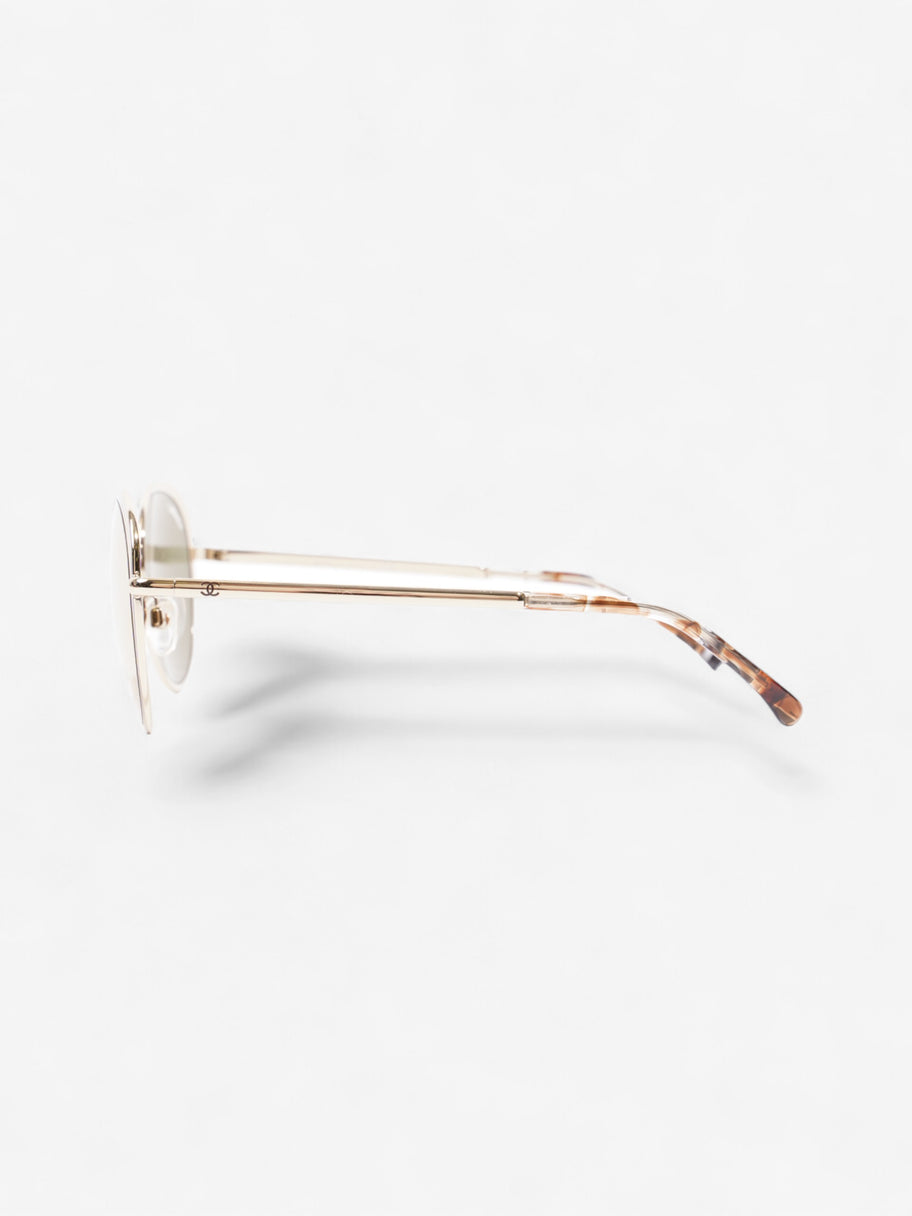 Chanel Round Mirror Sunglasses Gold Acetate 140mm Image 2