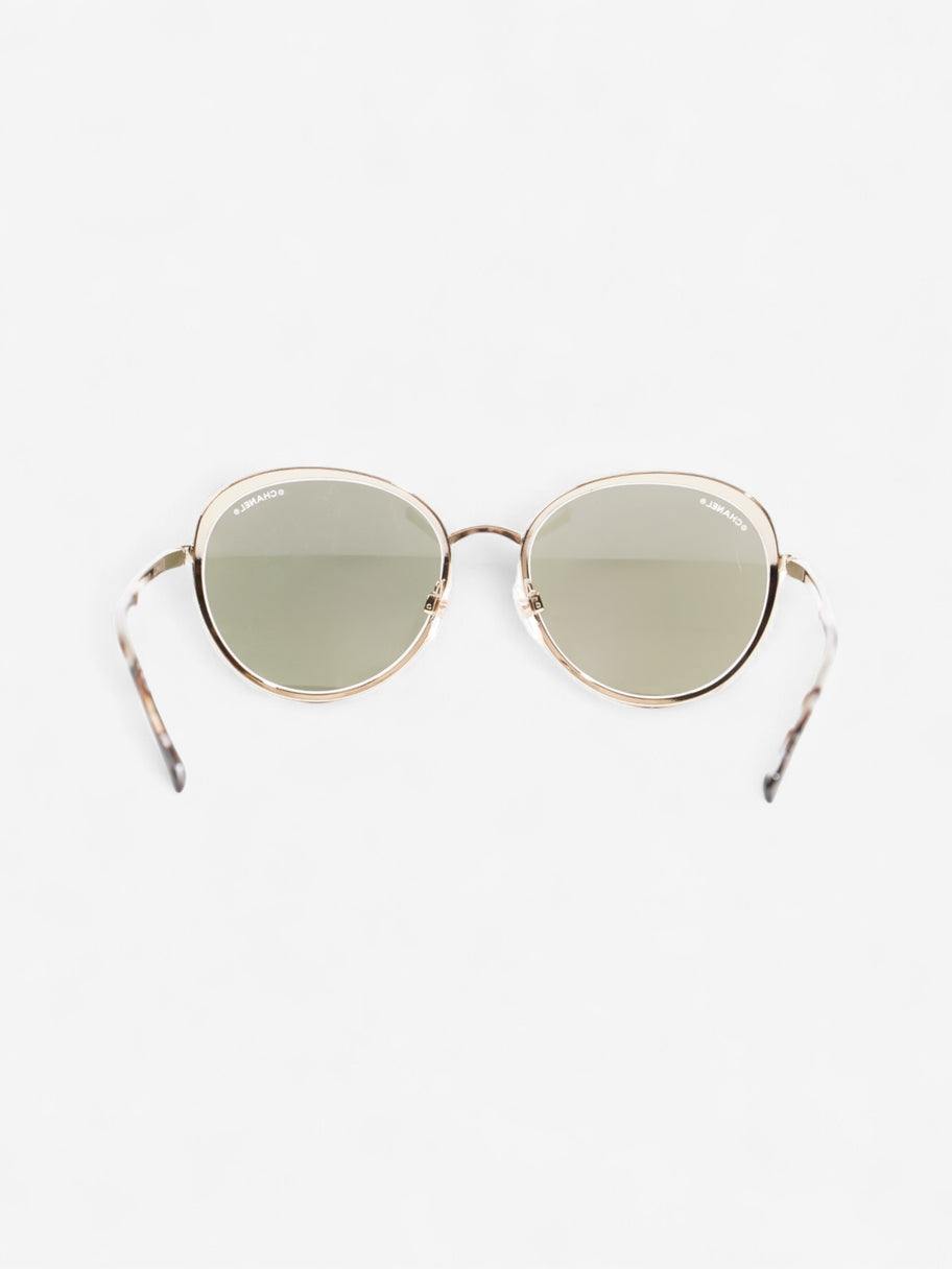 Chanel Round Mirror Sunglasses Gold Acetate 140mm Image 3