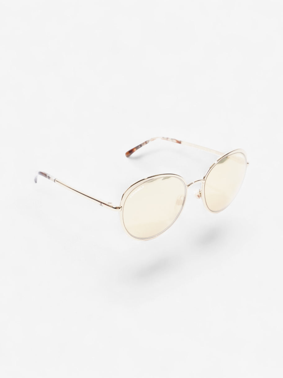 Chanel Round Mirror Sunglasses Gold Acetate 140mm Image 5