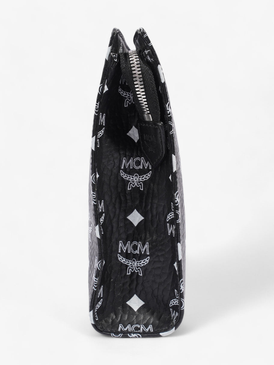 MCM Wash Bag Black / White Leather Image 3