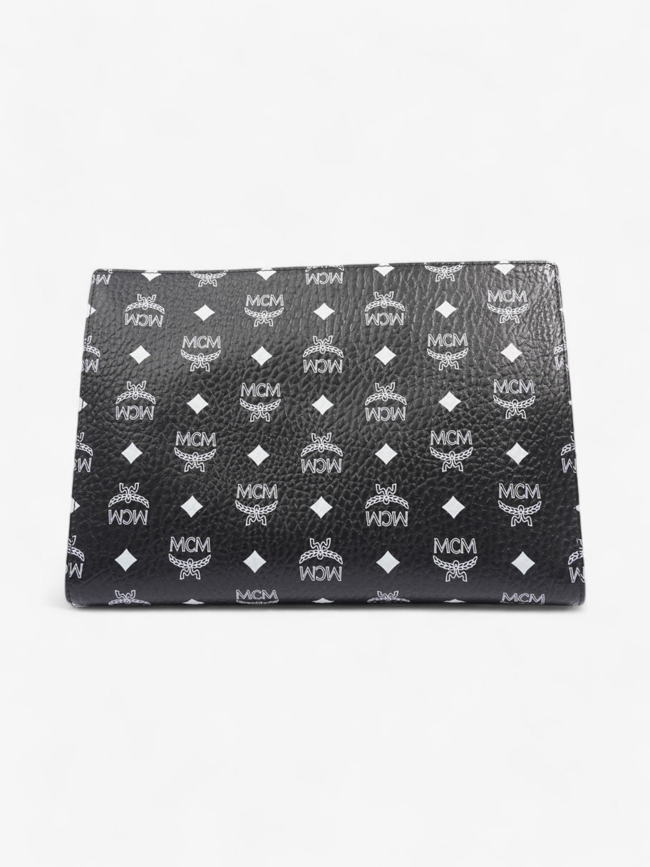 MCM Wash Bag Black / White Leather Image 4