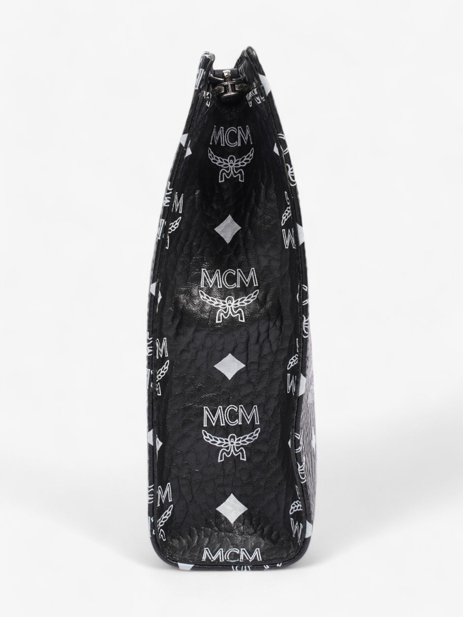 MCM Wash Bag Black / White Leather Image 5