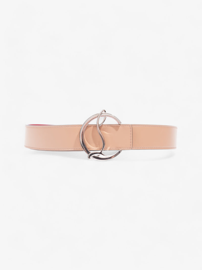  Christian Louboutin CL Logo Belt Nude / Silver Calfskin Leather 75cm / 30