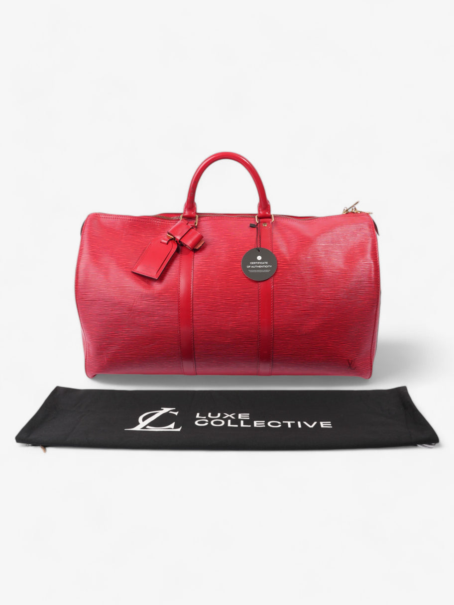 Louis Vuitton Keepall Red Epi Leather 50 Image 11