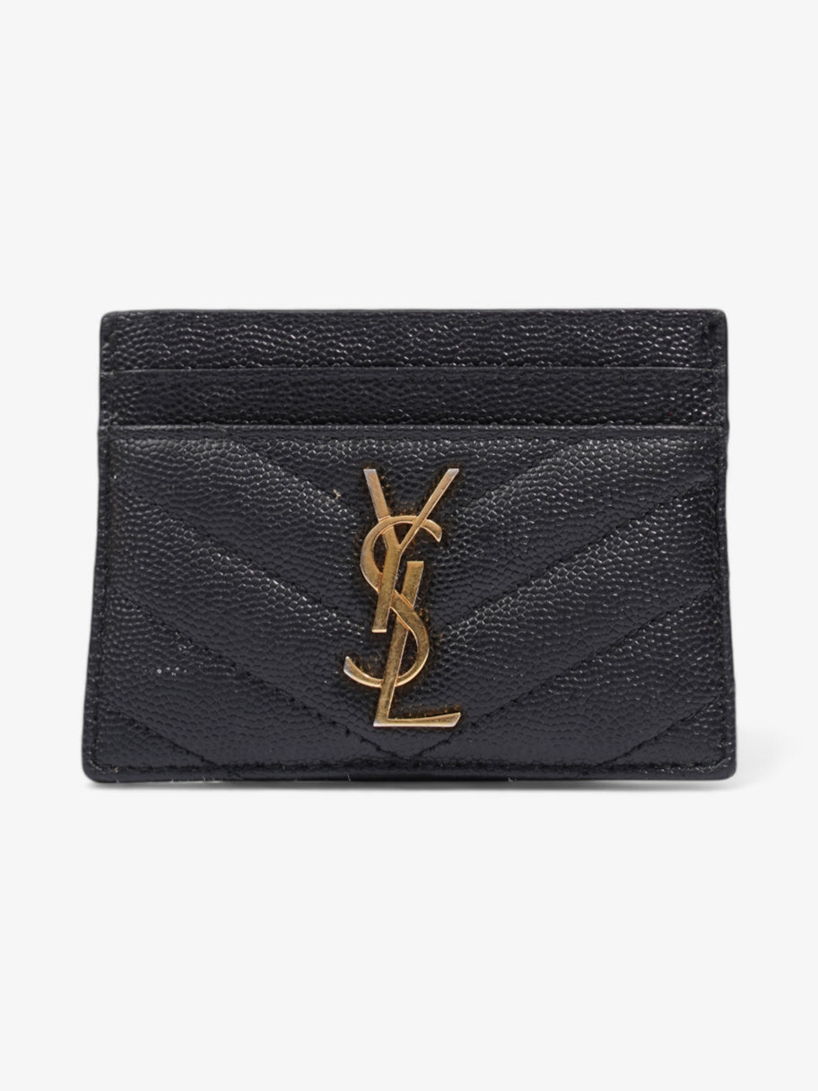 Saint Laurent Monogram Card Holder Black / Gold Grained Leather Image 1