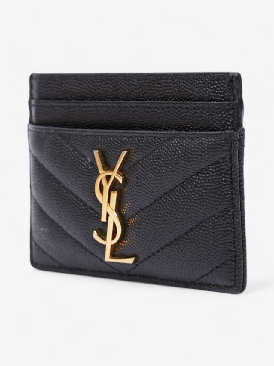 Saint Laurent Monogram Card Holder Black / Gold Grained Leather Image 3