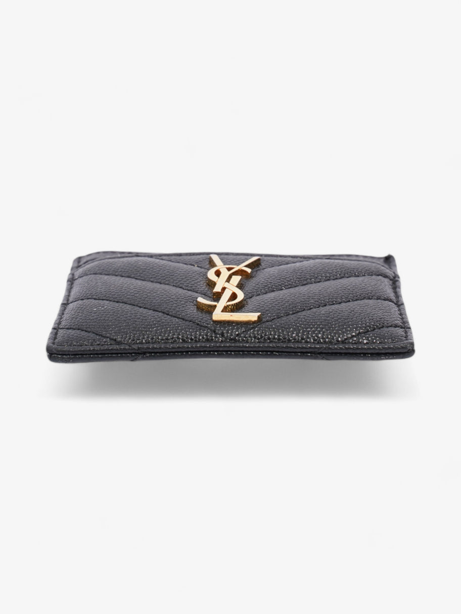 Saint Laurent Monogram Card Holder Black / Gold Grained Leather Image 5