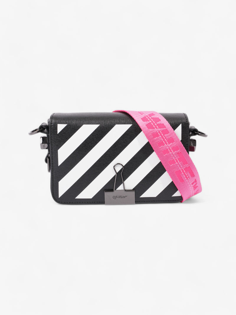  Off White Binder Clip Diag Bag Black / White / Pink Leather