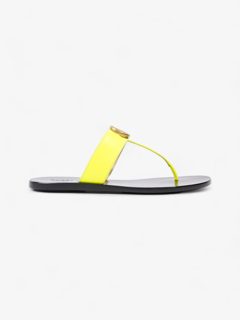  Thong Sandals with Double G Fluorescent Yellow  Leather EU 38.5 UK 5.5