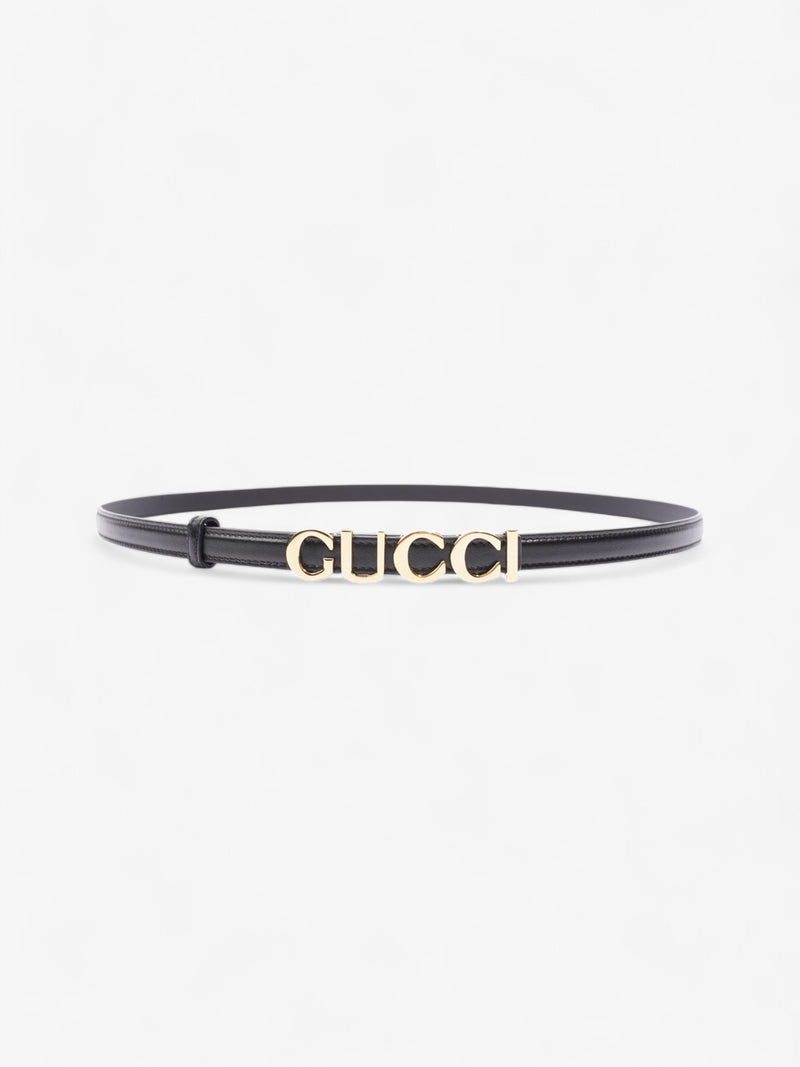  Gucci Buckle Thin Belt Black / Gold Leather 105cm / 42