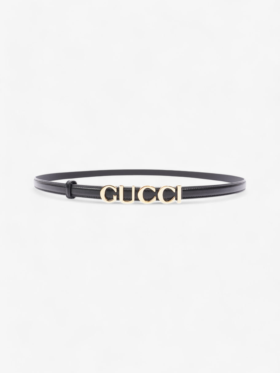 Gucci Buckle Thin Belt Black / Gold Leather 105cm / 42