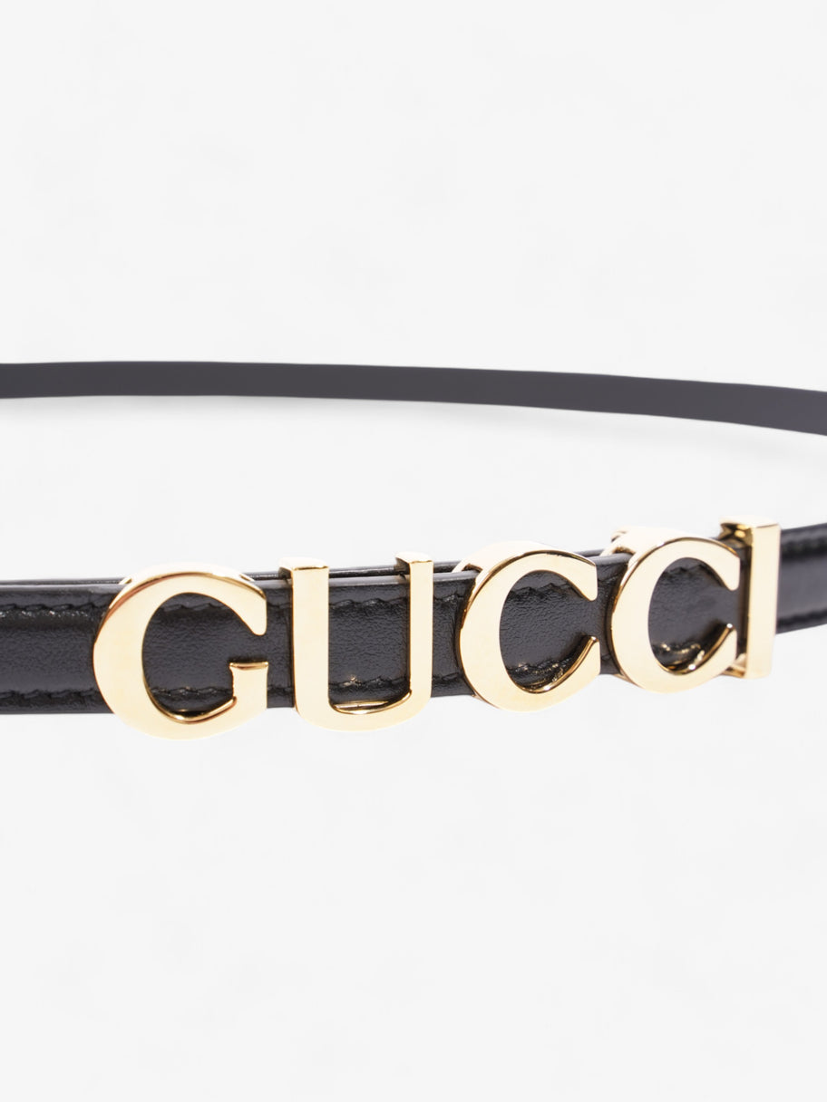 Gucci Buckle Thin Belt Black / Gold Leather 105cm / 42