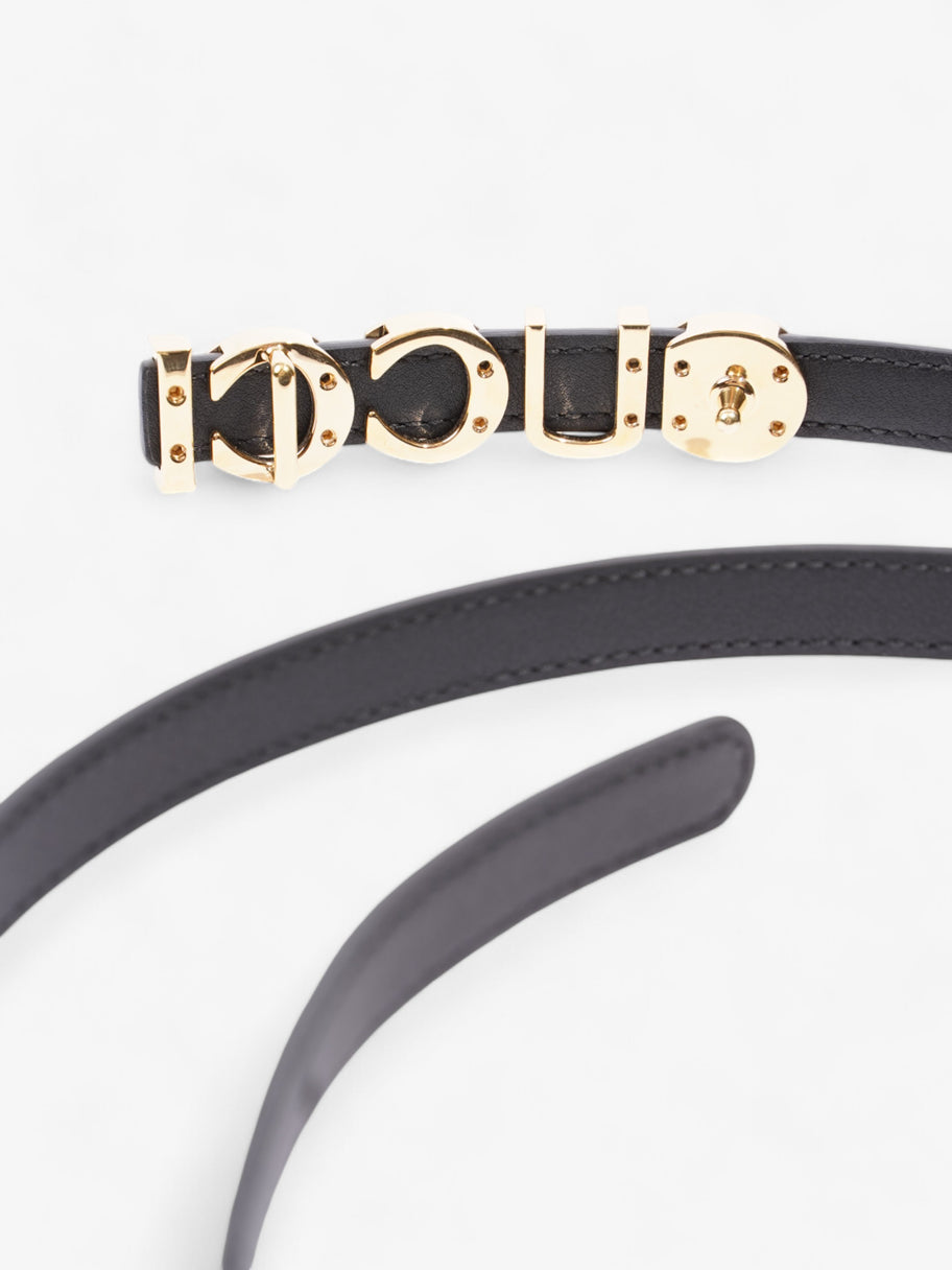 Gucci Buckle Thin Belt Black / Gold Leather 105cm / 42