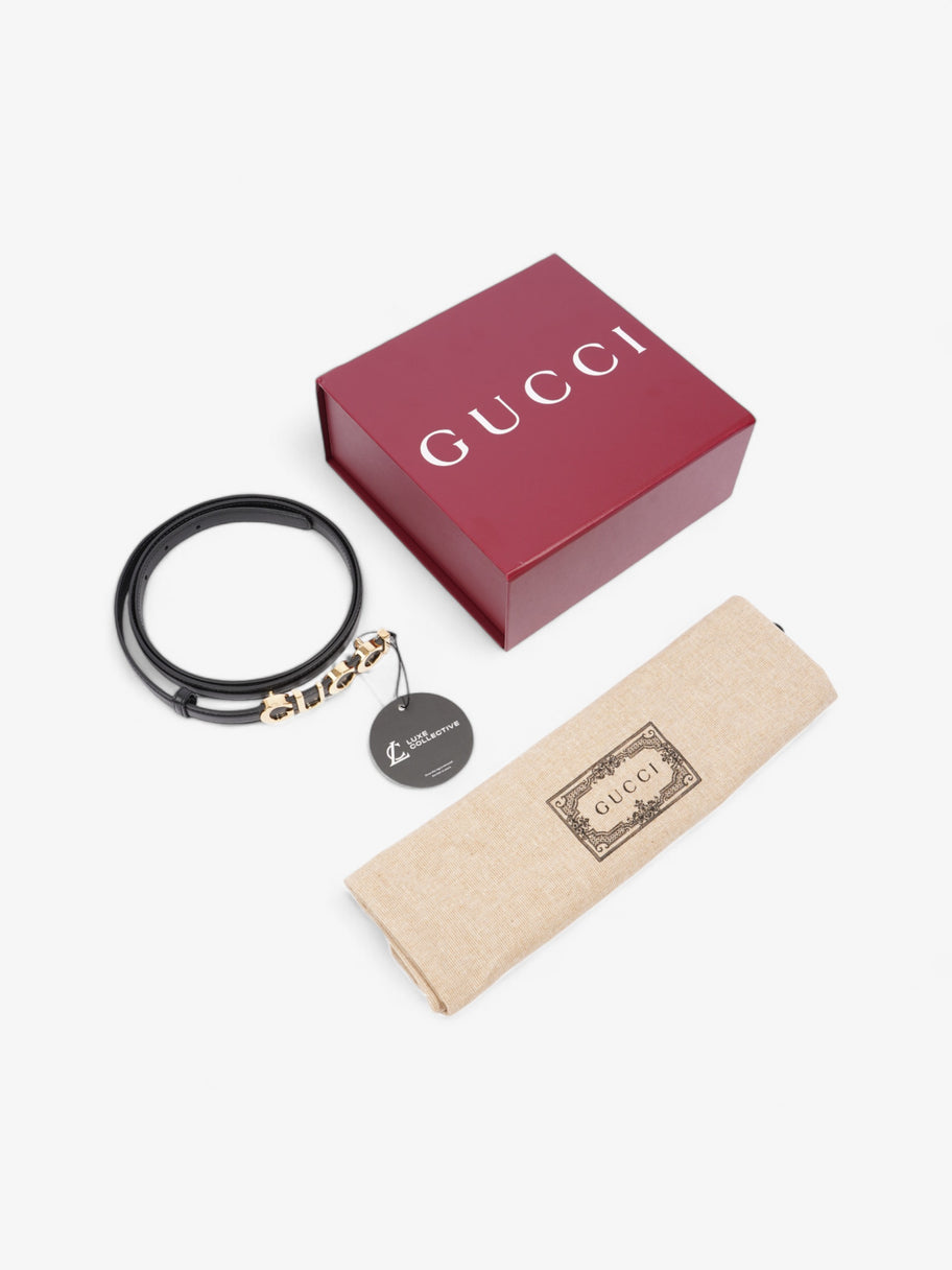 Gucci Buckle Thin Belt Black / Gold Leather 105cm / 42