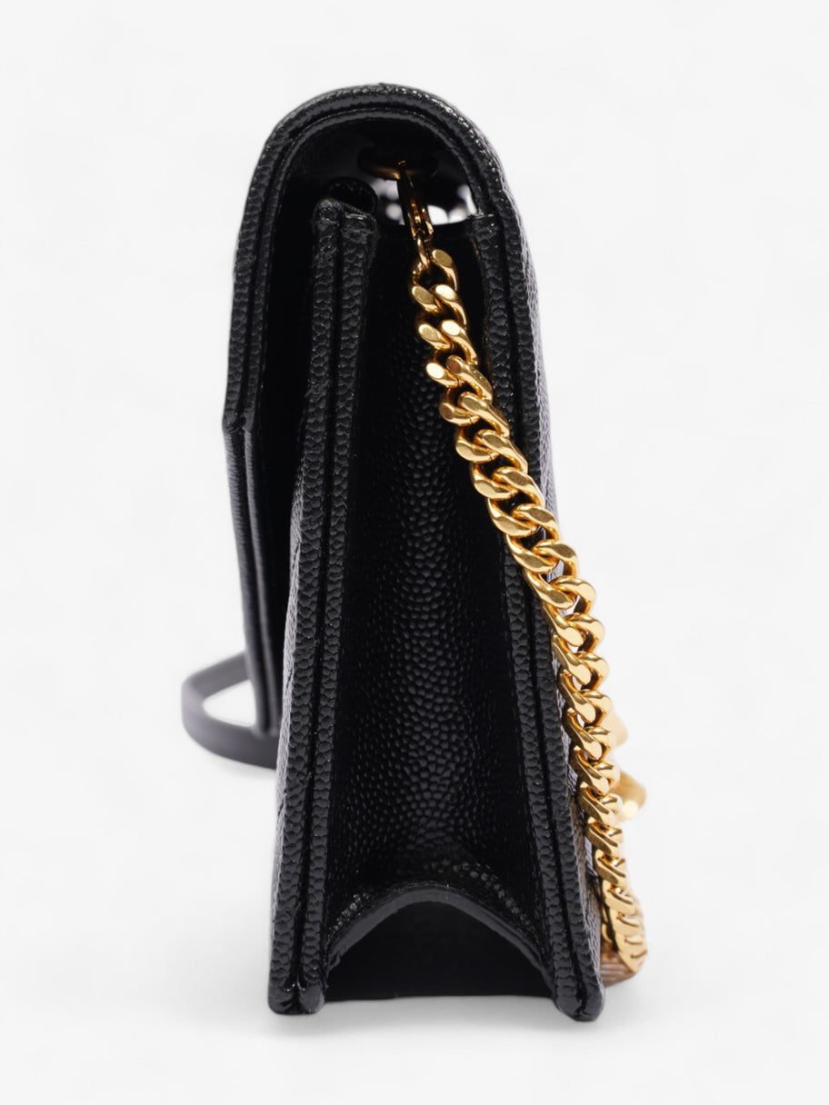 Saint Laurent Cassandre Envelope Chain Wallet Black Grained Leather Image 3