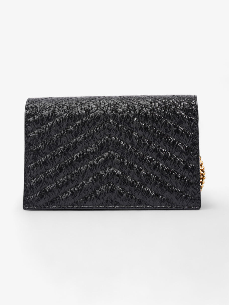 Saint Laurent Cassandre Envelope Chain Wallet Black Grained Leather Image 4