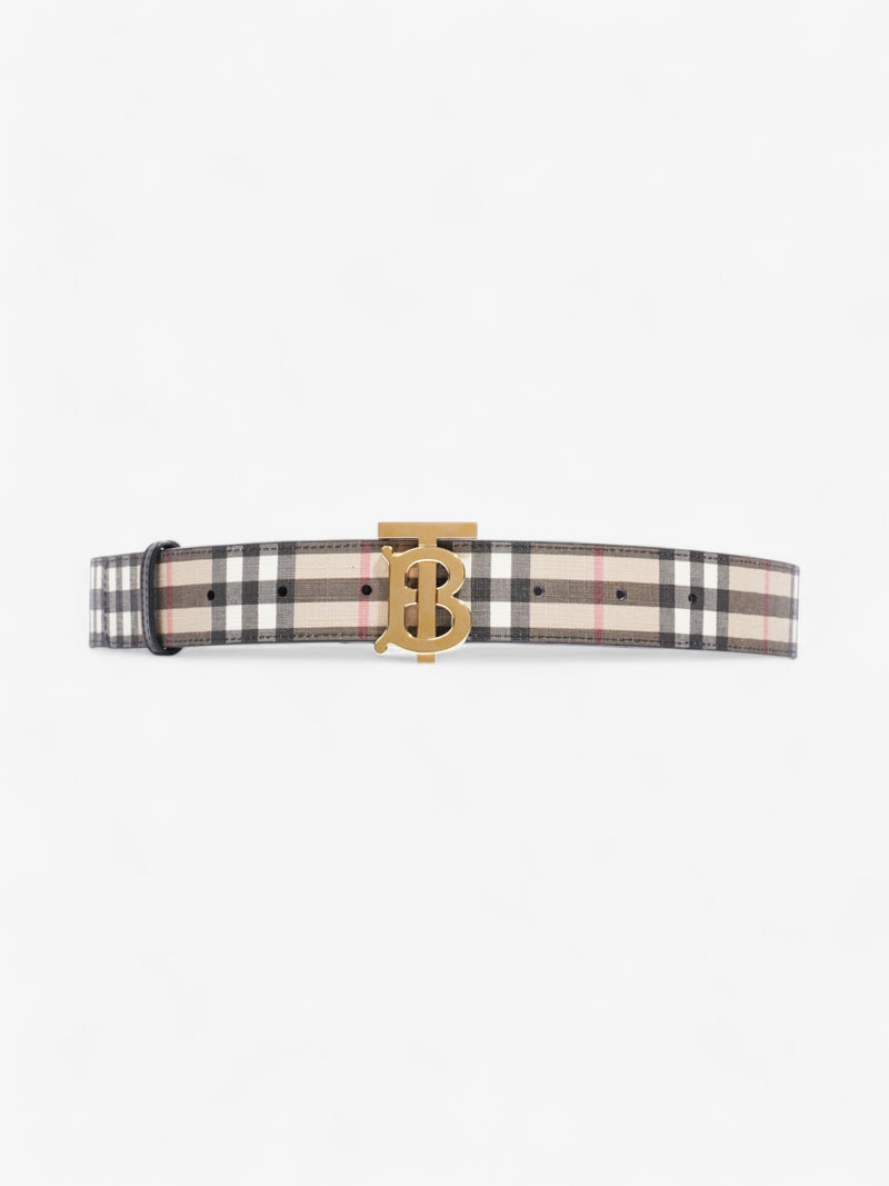  Burberry TB Belt Vintage Check / Light Gold Canvas Medium - 104cm