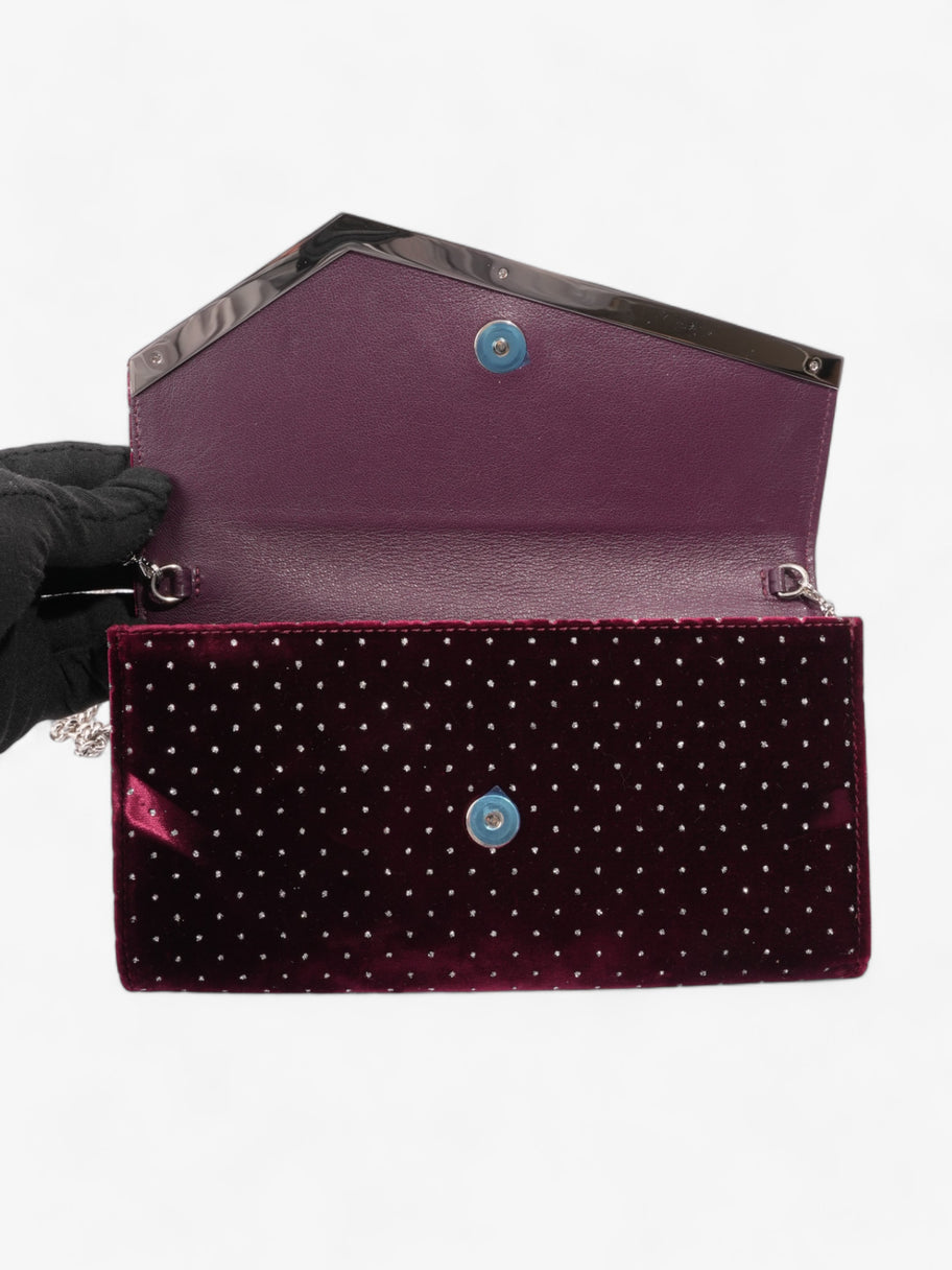 Jimmy Choo Glitter Flap Pouch Burgundy Velvet Image 7