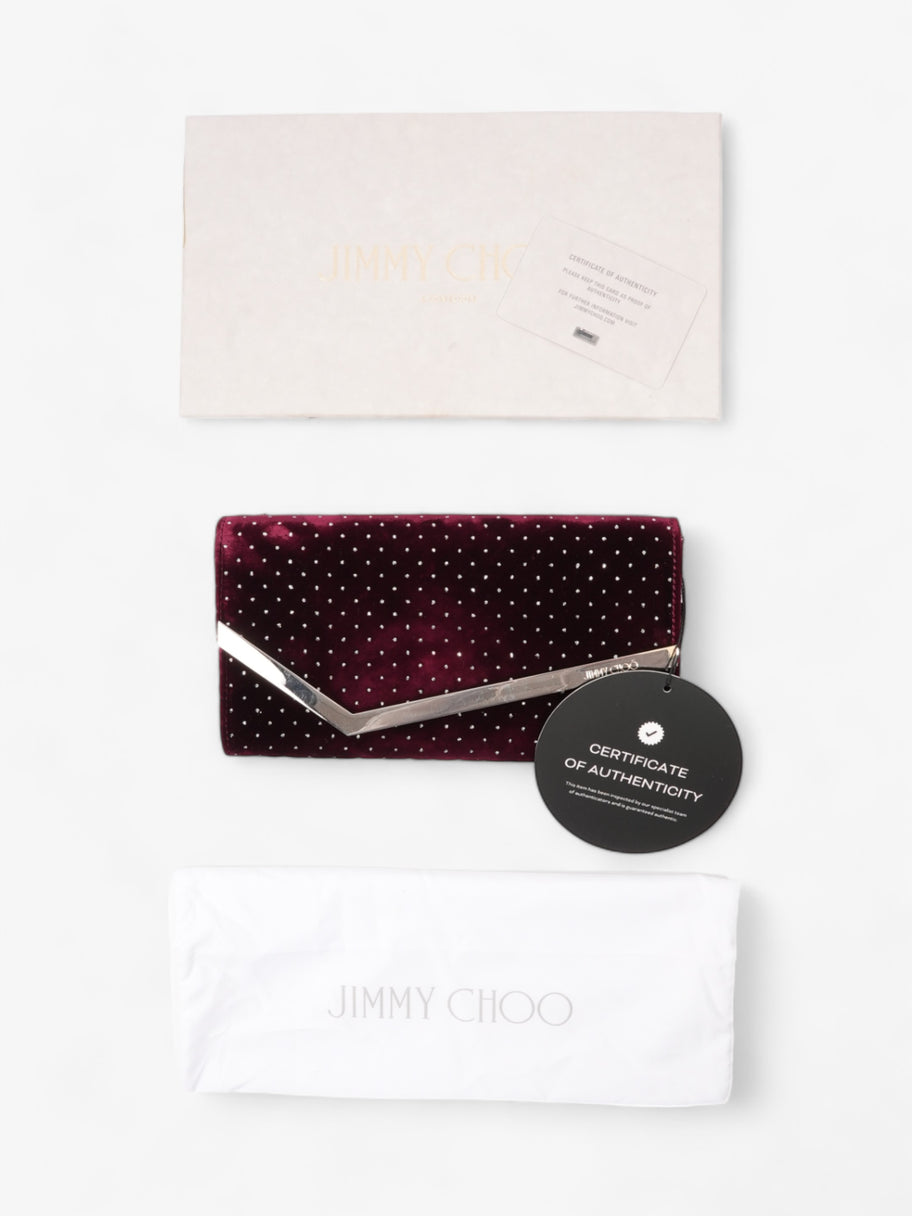 Jimmy Choo Glitter Flap Pouch Burgundy Velvet Image 9