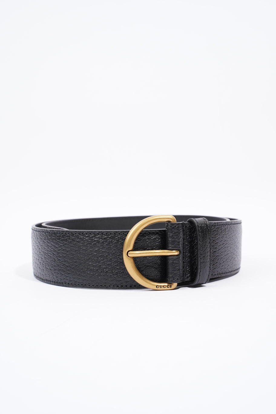 Buckle Belt Black Gold Leather 85cm 34 Luxe Collective