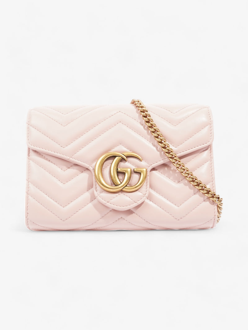  Gucci GG Marmont Chain Wallet Pink Matelasse Leather Mini