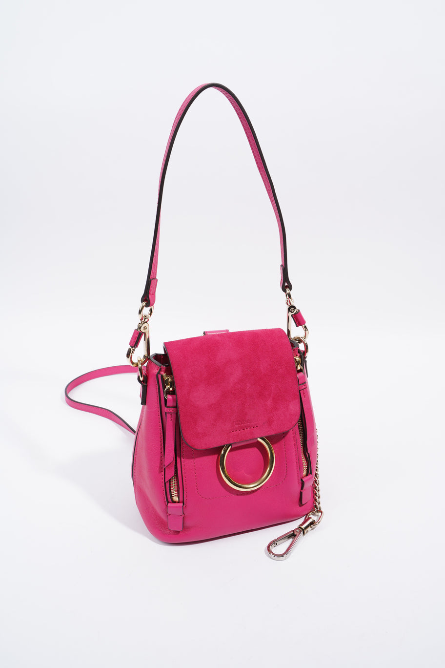 Chloe Mini Faye Backpack Hot Pink Leather Image 10