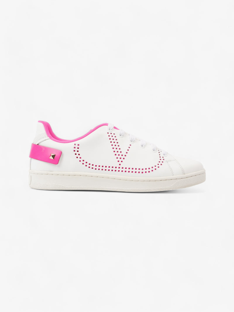  Backnet Neon-Trimmed Perforated Sneakers White / Neon Pink Leather EU 38 UK 5