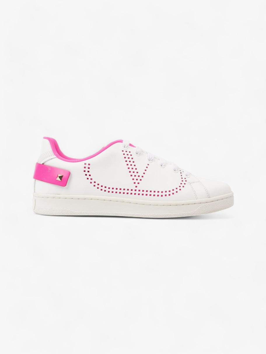 Backnet Neon-Trimmed Perforated Sneakers White / Neon Pink Leather EU 38 UK 5 Image 1