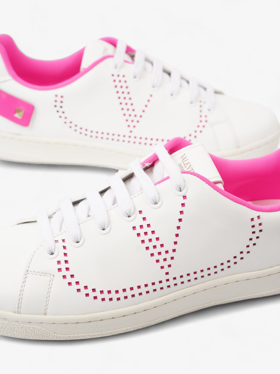 Backnet Neon-Trimmed Perforated Sneakers White / Neon Pink Leather EU 38 UK 5 Image 10