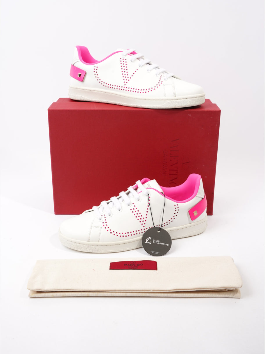 Backnet Neon-Trimmed Perforated Sneakers White / Neon Pink Leather EU 38 UK 5 Image 11