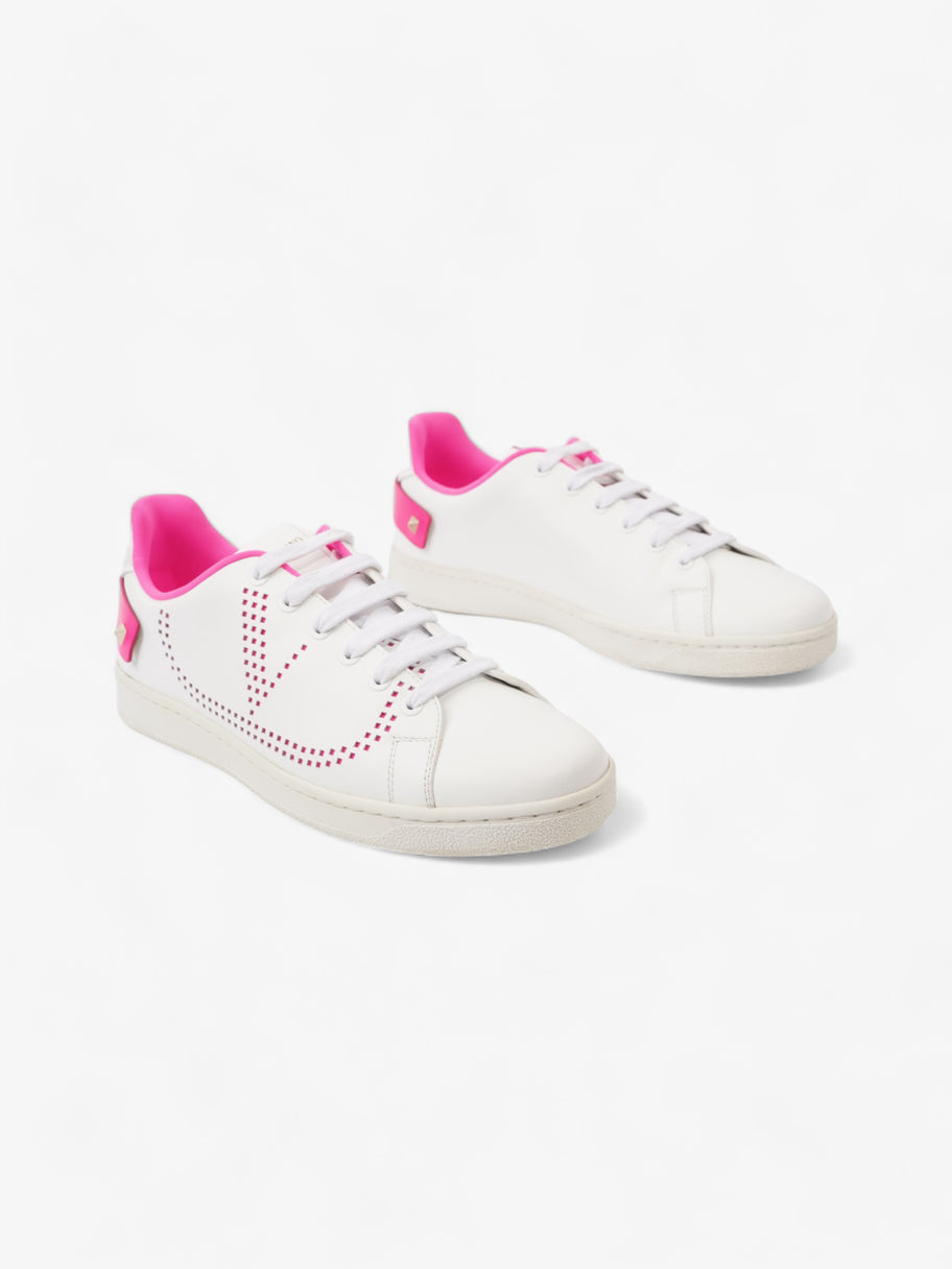 Backnet Neon-Trimmed Perforated Sneakers White / Neon Pink Leather EU 38 UK 5 Image 2