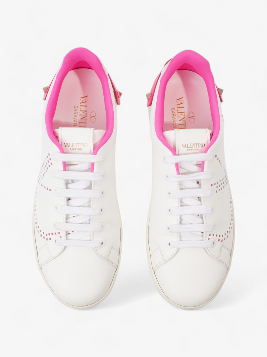 Backnet Neon-Trimmed Perforated Sneakers White / Neon Pink Leather EU 38 UK 5 Image 8