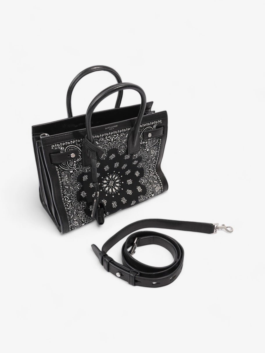 Saint Laurent Sac De Jour Bandana Black / White Calfskin Leather Baby Image 7