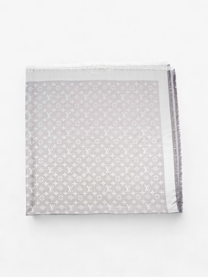  Louis Vuitton Classic Shawl Monogram Grey Silk