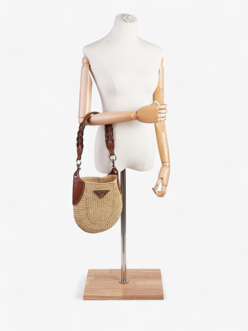  Prada Open Hobo Natural / Brown Raffia