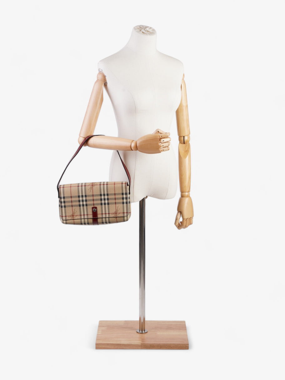 Burberry Nova Flap Pochette Beige / Red Canvas Image 2