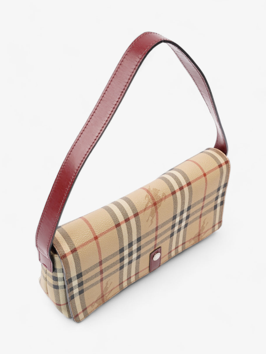 Burberry Nova Flap Pochette Beige / Red Canvas Image 7