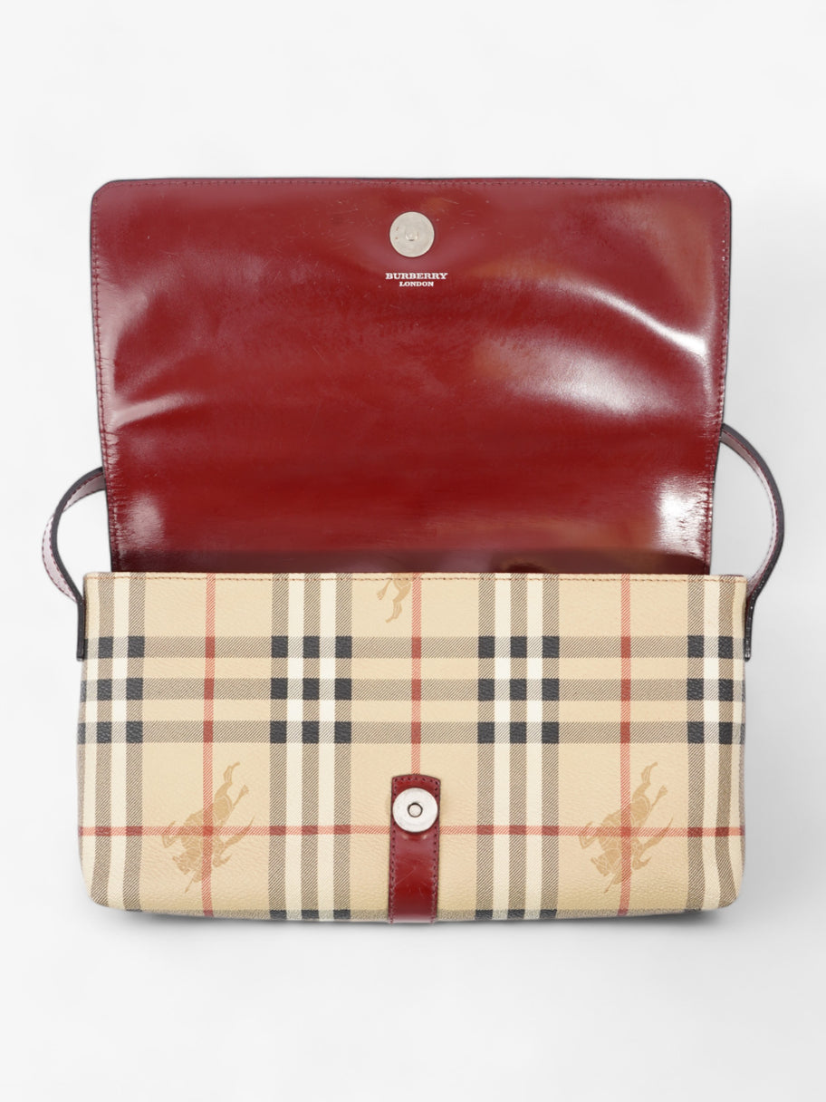 Burberry Nova Flap Pochette Beige / Red Canvas Image 10